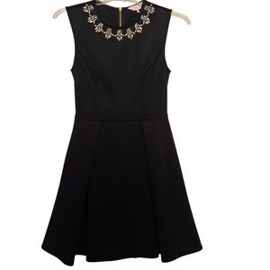 Ted Baker Joone Skater Black Dress with Crystal Rhinestone Embellishments